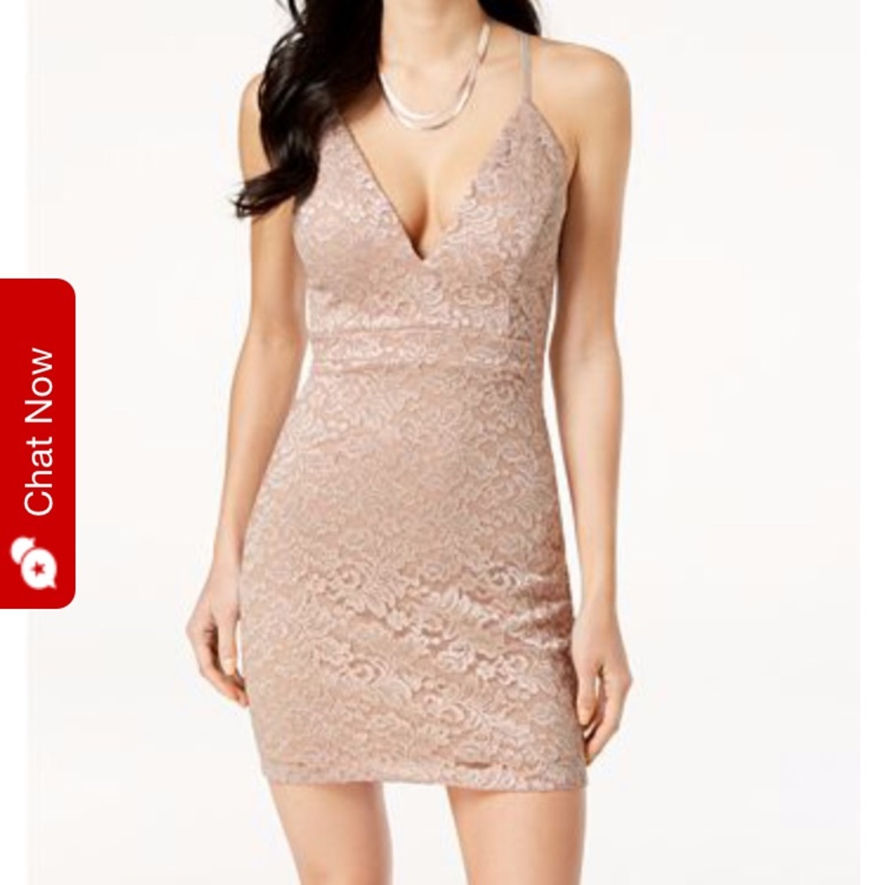 Blush Zip-back lace bodycon hoco dress